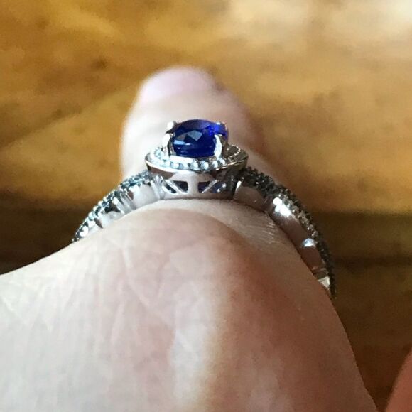 Genuine Blue Spinel Blue Sapphire Sterling Silver Ring Size 8 - Picture 2 of 8